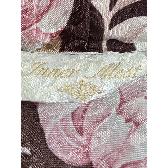 Floral Rose Brown Satiny Vintage Robe Kimono size Small - Picture 5 of 9